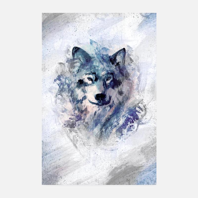 Wolf in a snowstorm grey version Poster 8" x 12" (20x30 cm)
