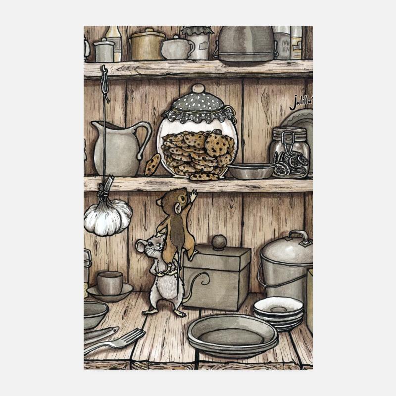 Souris et verre à biscuits Poster 20 x 30 cm