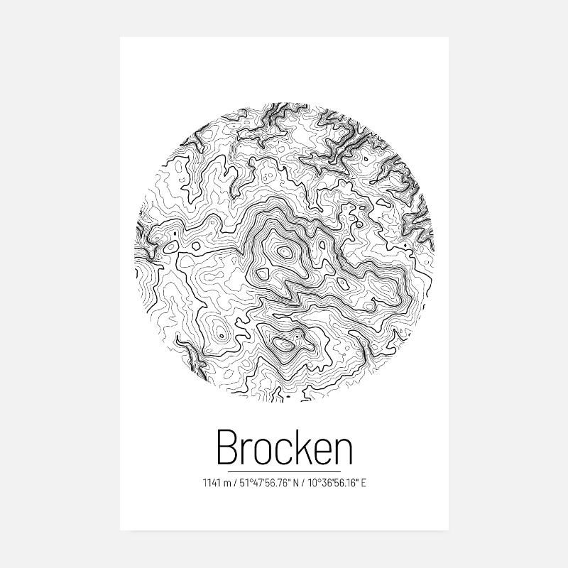 Chunks | Map topography (minimal) - Poster 8" x 12" (20x30 cm) - white