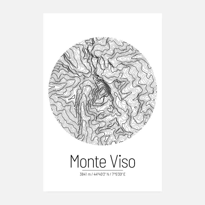 Monte Viso | Map topography (minimal) Poster 8" x 12" (20x30 cm)