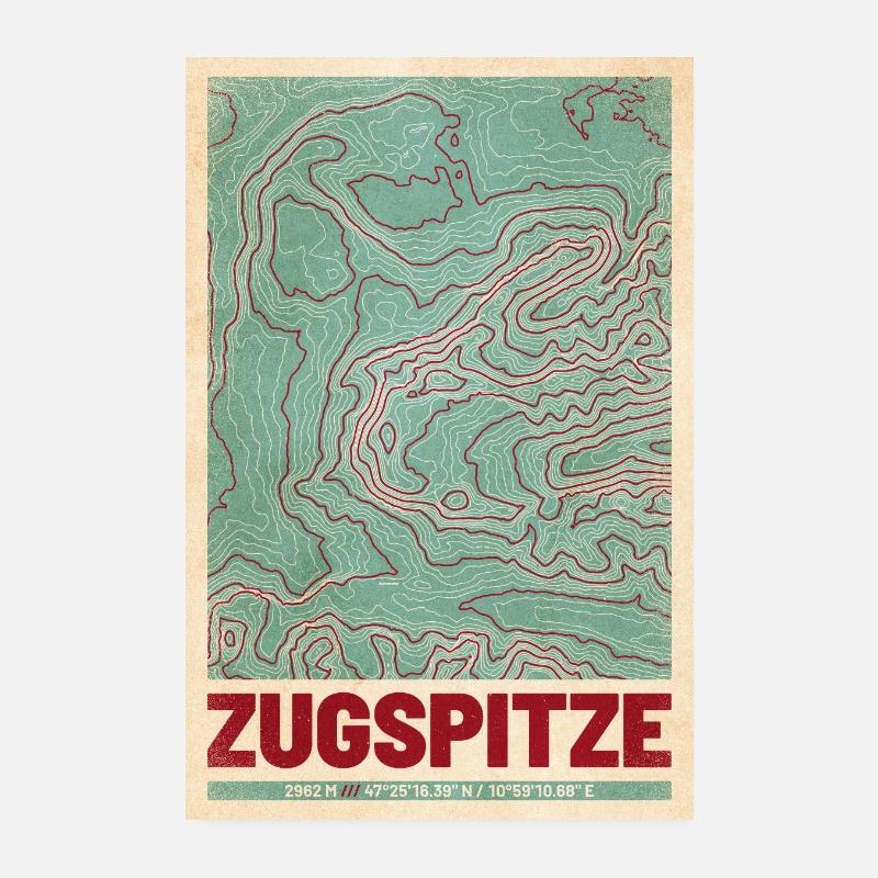 Zugspitze | Topographie de la carte (rétro) Poster 20 x 30 cm