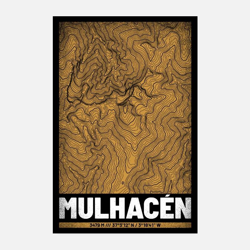 Mulhacén | Map topography (grunge) Poster 8" x 12" (20x30 cm)