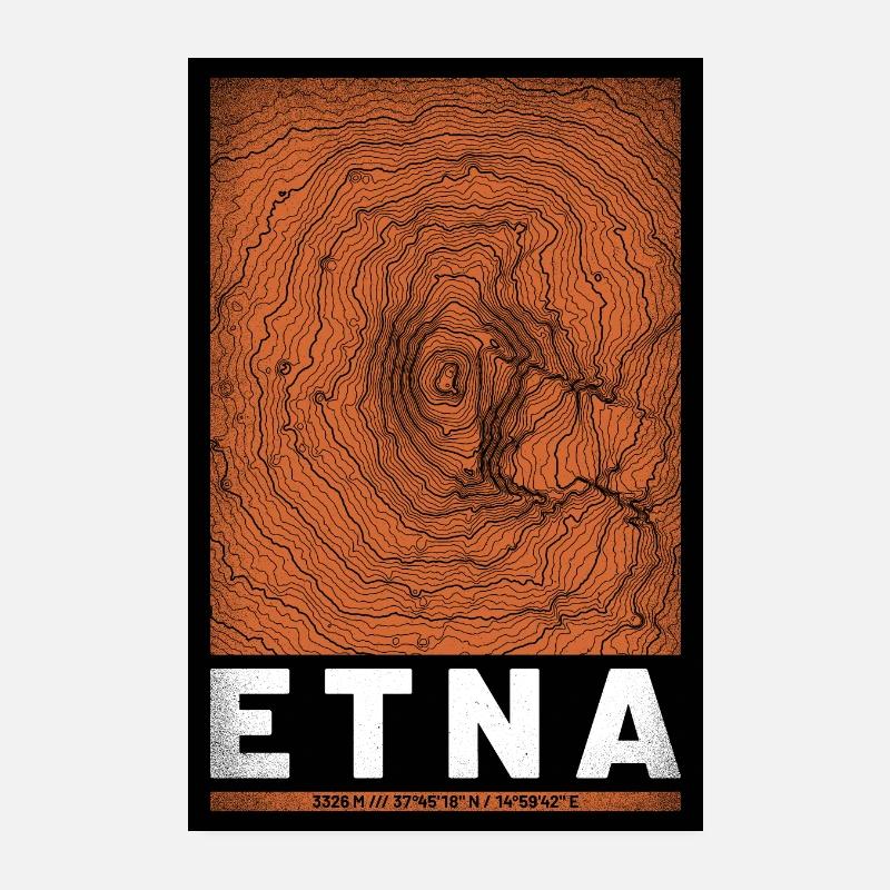Etna | Map topography (grunge) Poster 8" x 12" (20x30 cm)
