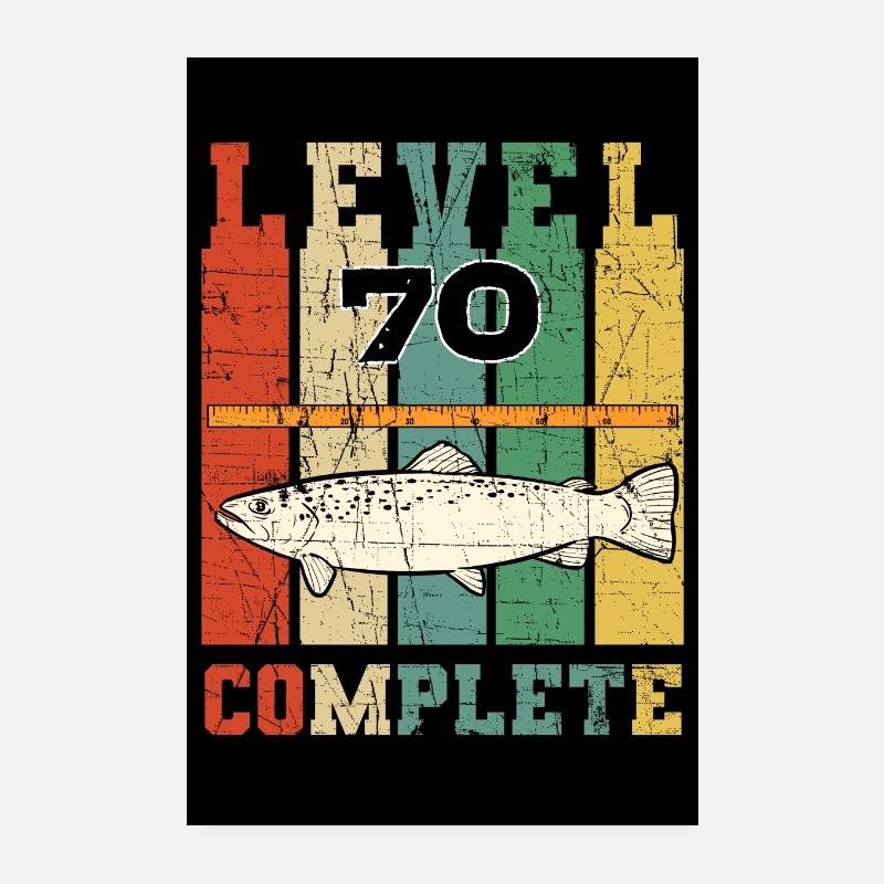 Level 70 Complete Angler Geburtstag Vintage Retro Poster 20x30 cm