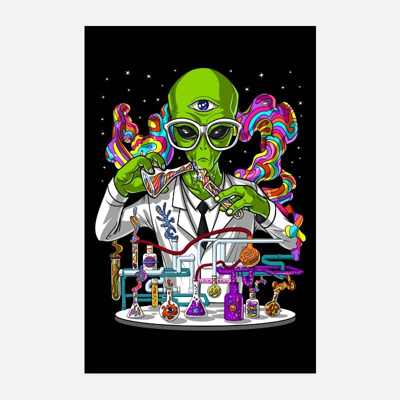 Space Alien Psychedelic Scientist - Poster 8" x 12" (20x30 cm) - white