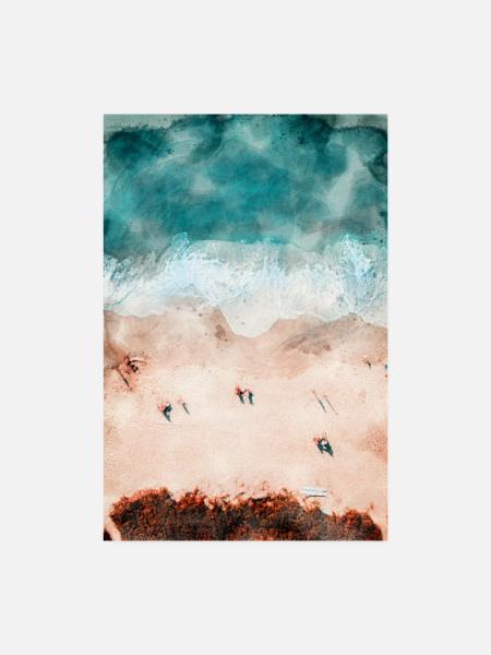 Wunderschöner Traum Strand in Aquarell gemalt - Poster 20x30 cm - Weiß