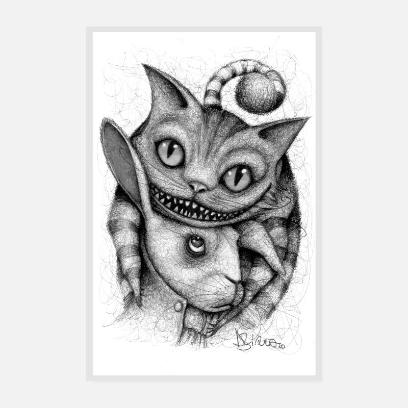 Cheshire Cat & White Rabbit Poster 20x30 cm