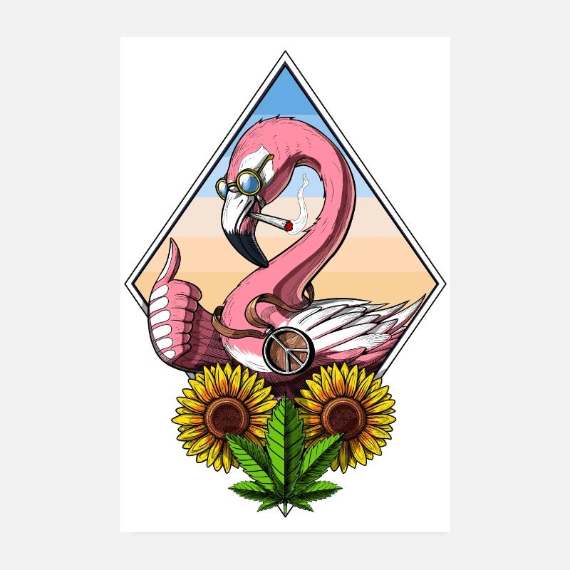 Flamingo Bird Stoner Poster 8" x 12" (20x30 cm)
