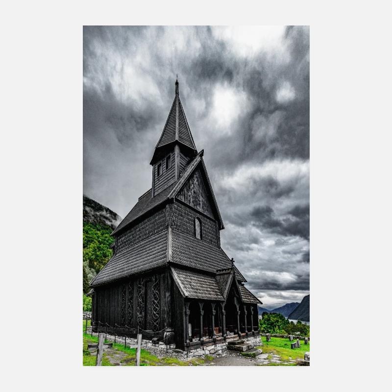 Stabkirche Norvège Poster 20 x 30 cm