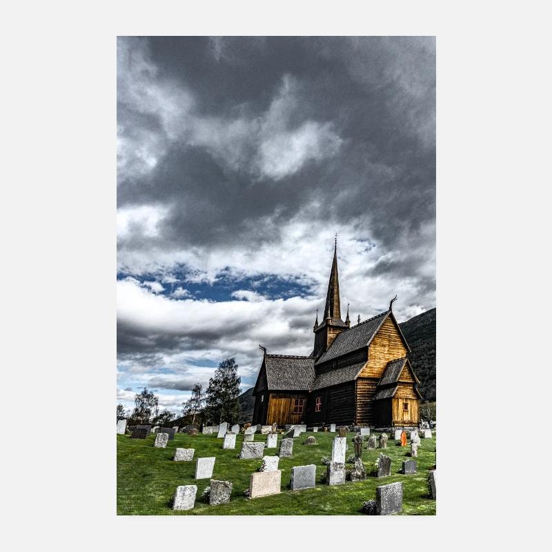 Stabkirche in Norwegen Poster 20x30 cm