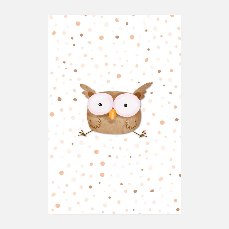Owl watercolor kid gift idea Poster 8" x 12" (20x30 cm)