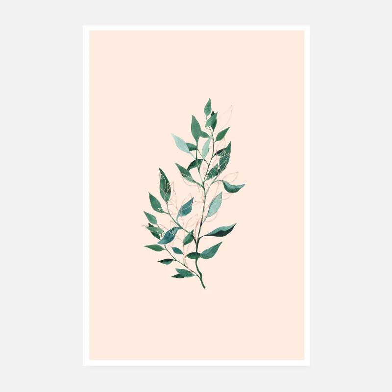 Vert botanique Rosegold Beige Poster 20 x 30 cm