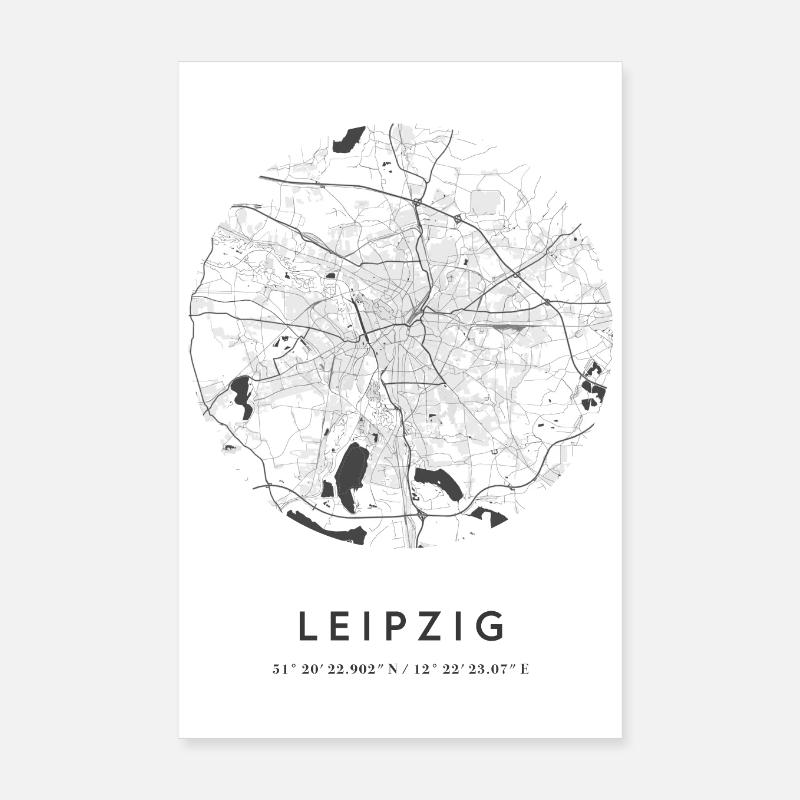 Leipzig Saxony map city map citymap map Poster 8" x 12" (20x30 cm)