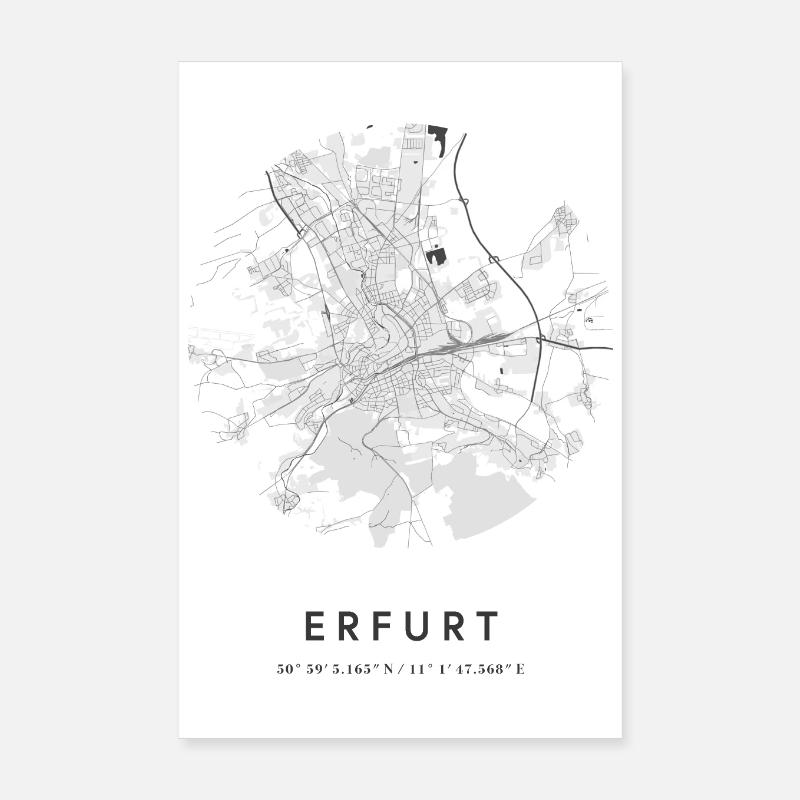 Erfurt Thuringia map city map city map map Poster 8" x 12" (20x30 cm)