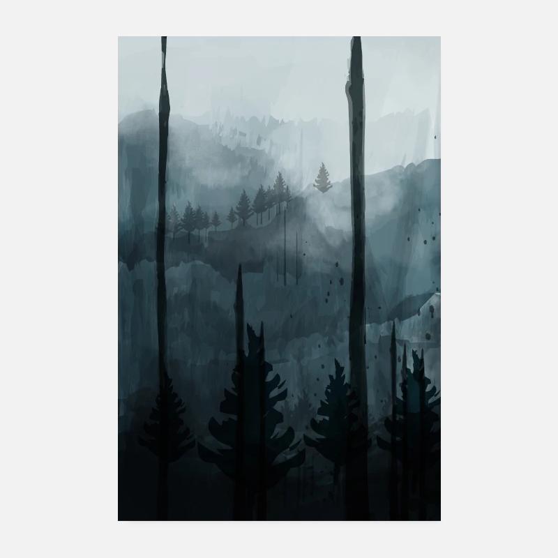 Waldblau - Poster 20x30 cm - Weiß
