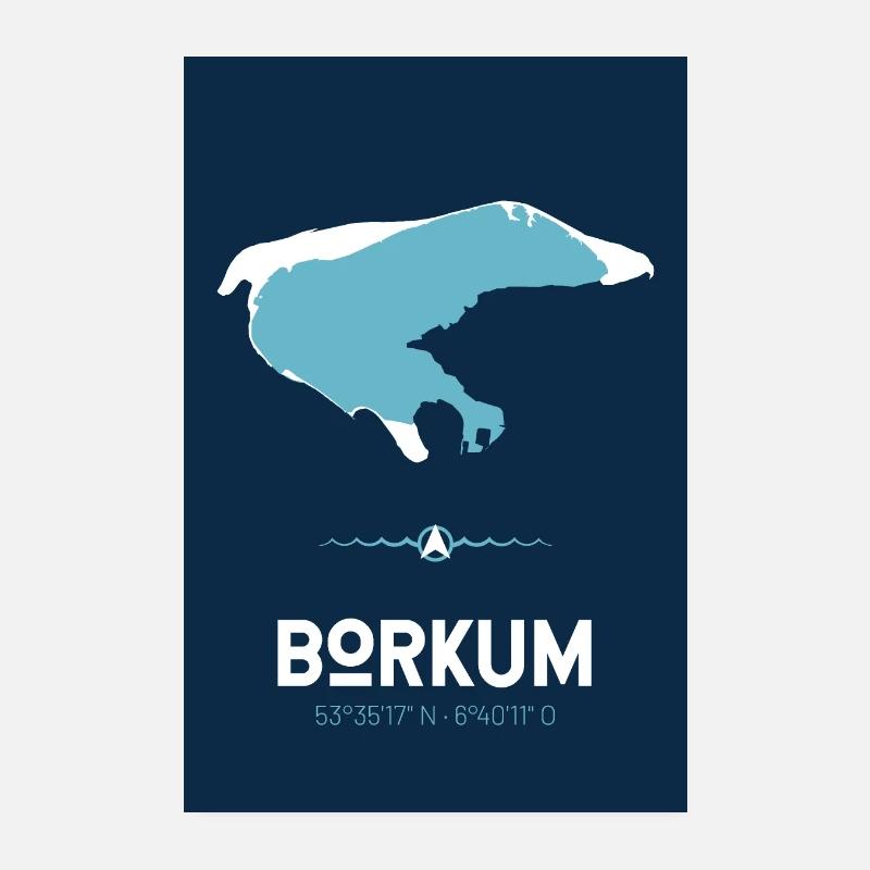 Borkum | Conception d'affiche | carte - Poster 20 x 30 cm - blanc