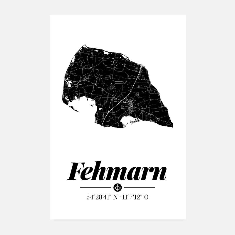 Fehmarn | Landkarten-Poster | Minimalistisch Poster 20x30 cm