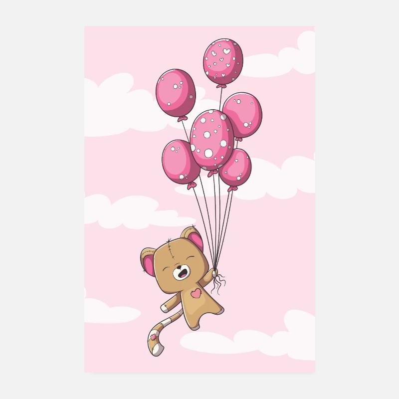 Cute cat with balloons Poster 8" x 12" (20x30 cm)