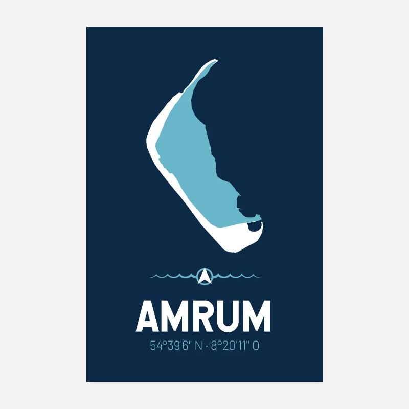 Amrum | Conception d'affiche | carte - Poster 20 x 30 cm - blanc