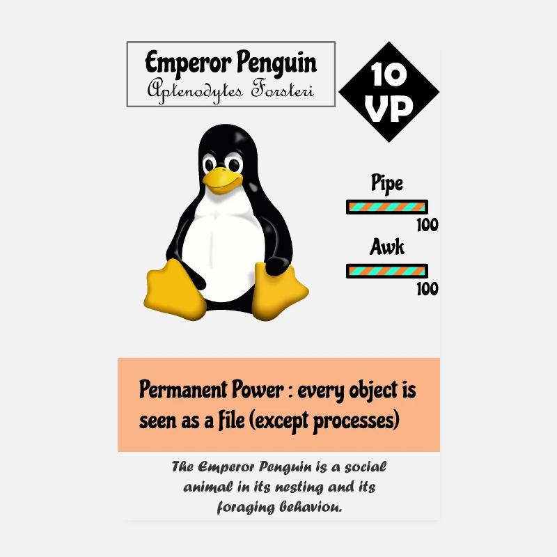 Carte de jeu de société Linux - Poster 20 x 30 cm - blanc