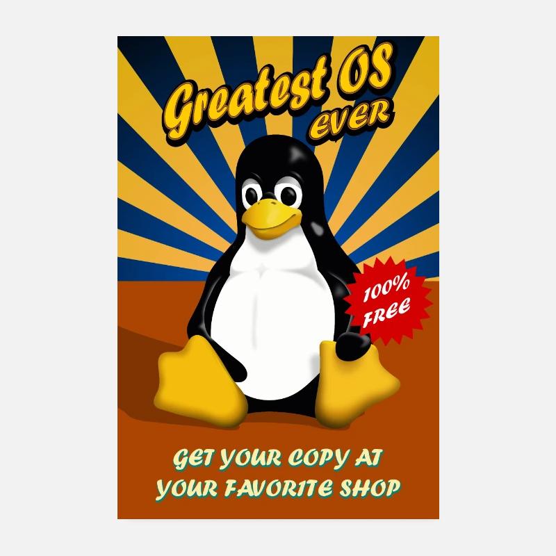 Affiche rétro sur le système d'exploitation Linux Poster 20 x 30 cm