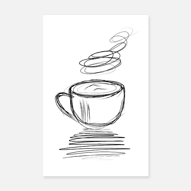 Hot steaming coffee cup minimalism drawing Poster 8" x 12" (20x30 cm)
