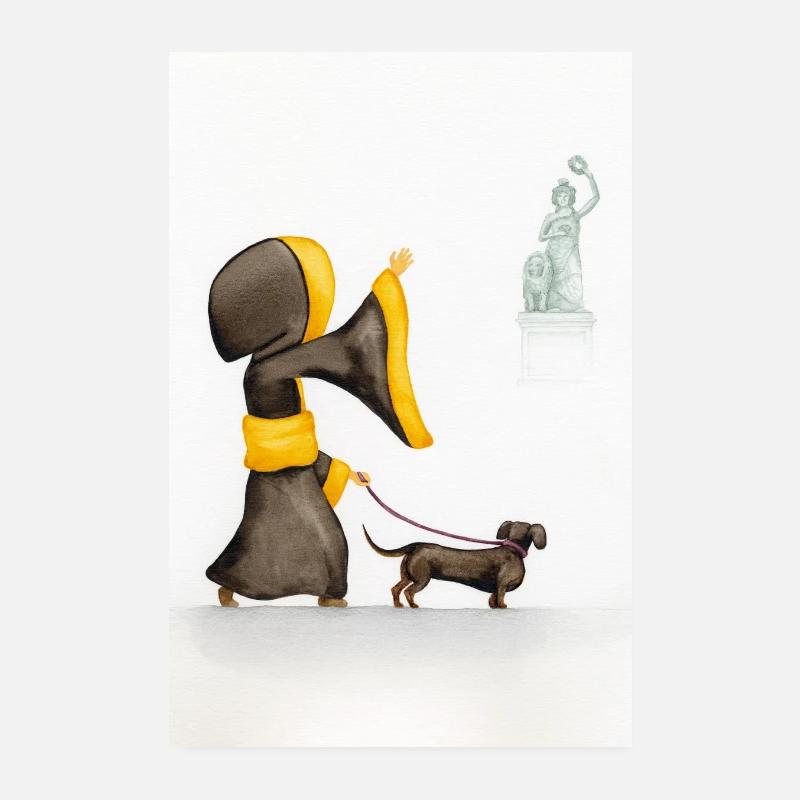 Münchner Kindl with Dachshund and Bavaria Poster 8" x 12" (20x30 cm)