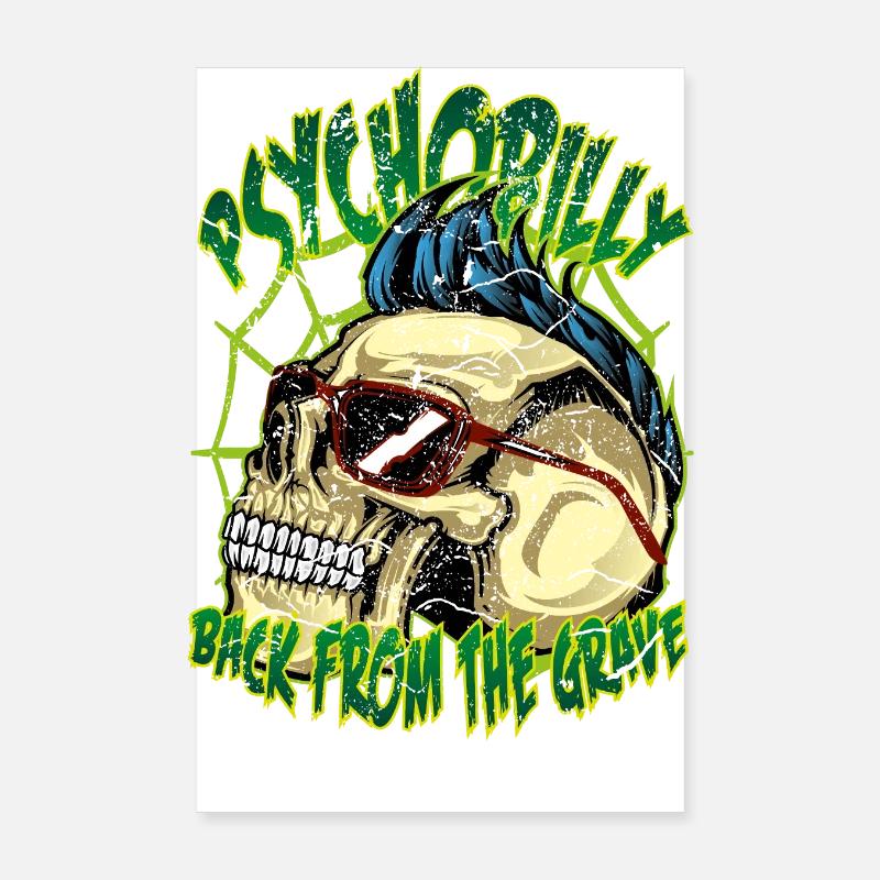Psychobilly Back from the Grave - Poster 20x30 cm - Weiß