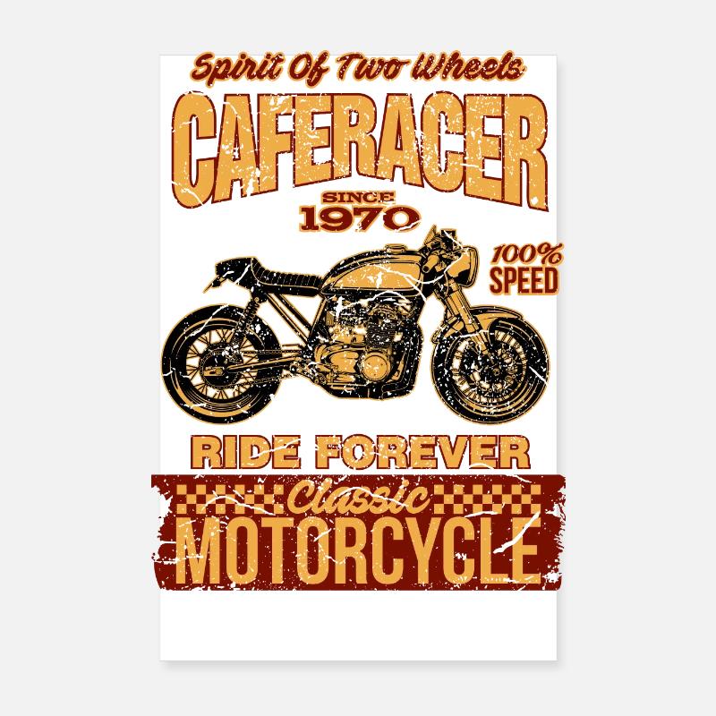 Classic Motorcycle Caferacer Poster 20x30 cm