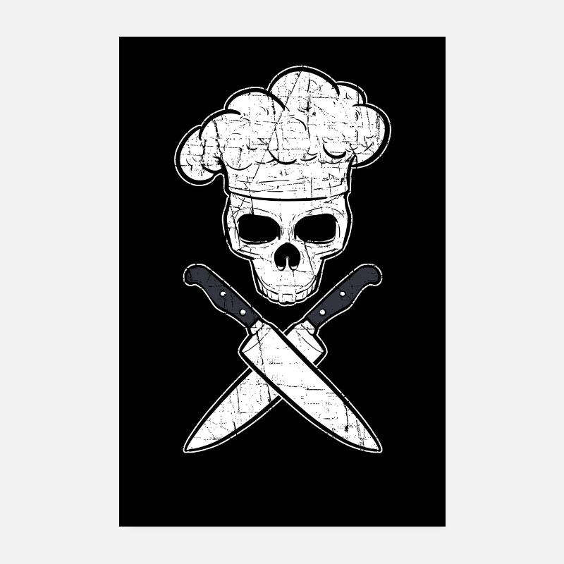Chefs Hat Skull Barbeque Smoker Skeleton Cook Gift Poster 8" x 12" (20x30 cm)
