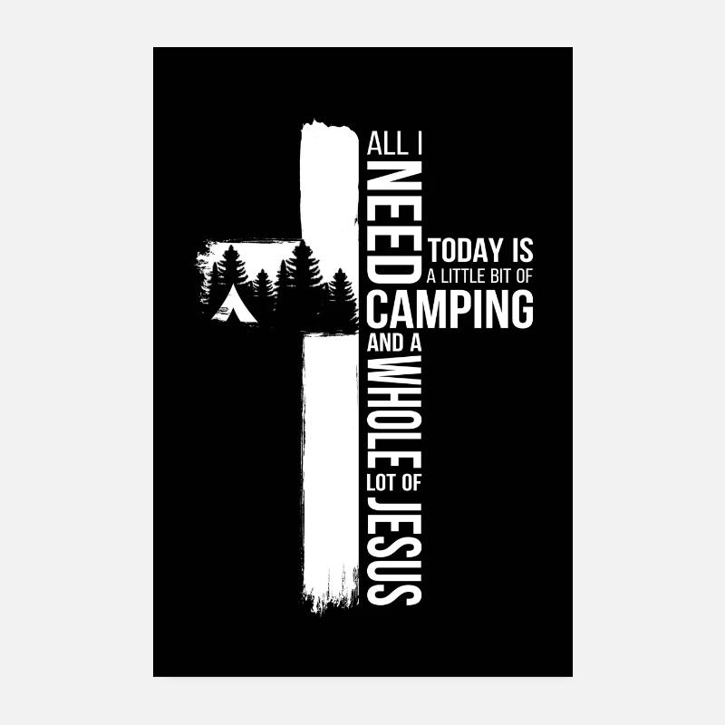 Camping Bible Versets Psaumes Croix Tentes Feu de camp Poster 20 x 30 cm