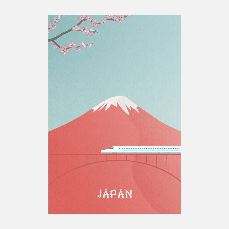 Japanese mountain scenery with Shinkansen Poster 8" x 12" (20x30 cm)