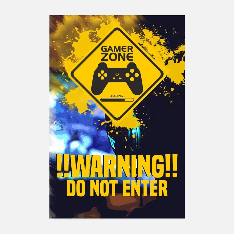 Warning Gaming Poster 8" x 12" (20x30 cm)