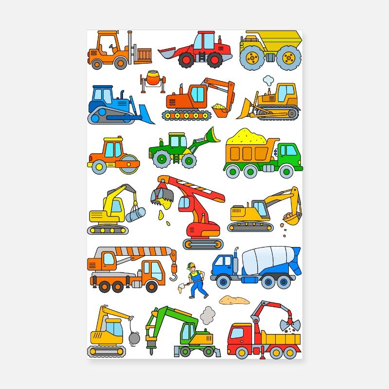Excavators and construction vehicles Poster 8" x 12" (20x30 cm)