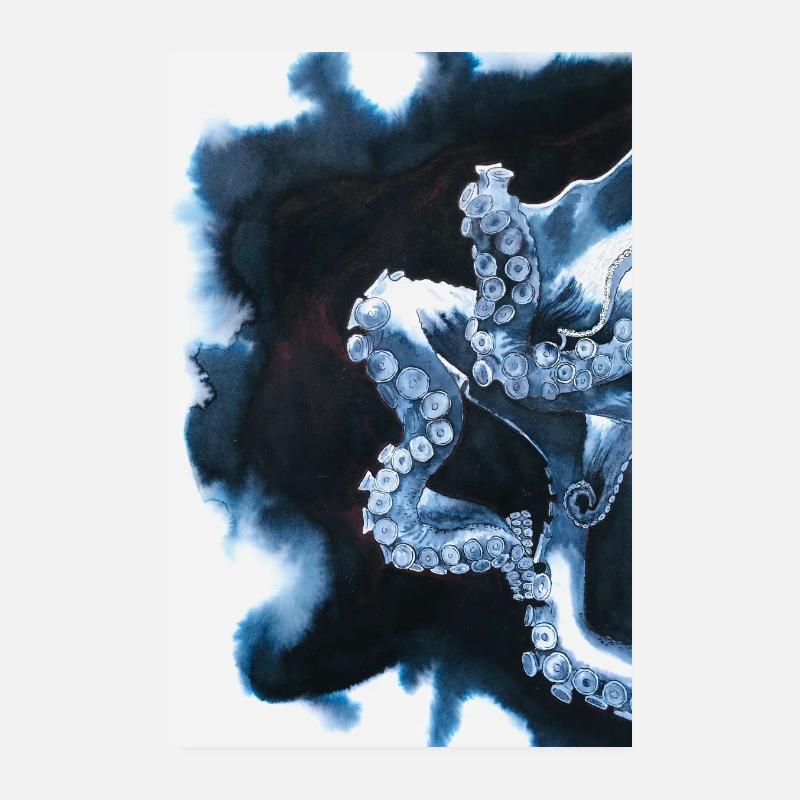 Octopus Tentacle with Running Ink Poster 8" x 12" (20x30 cm)