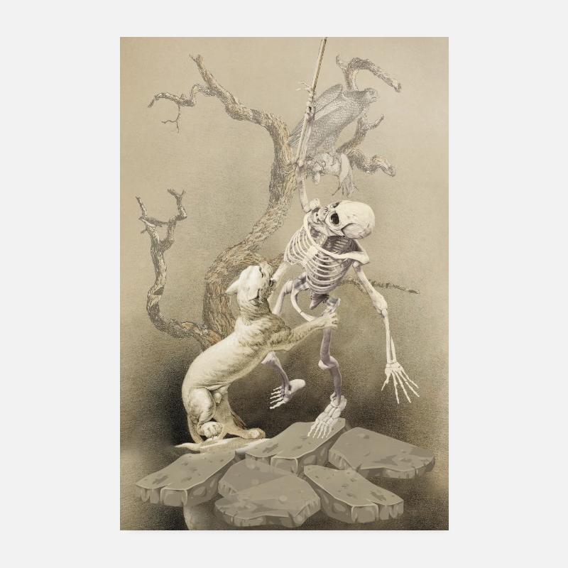 Le squelette et le chien Poster 20 x 30 cm