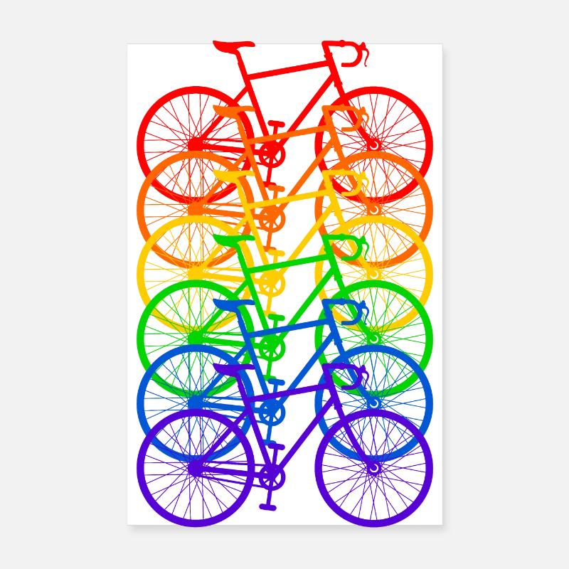 Fahrrad Regenbogen - Poster 20x30 cm - Weiß