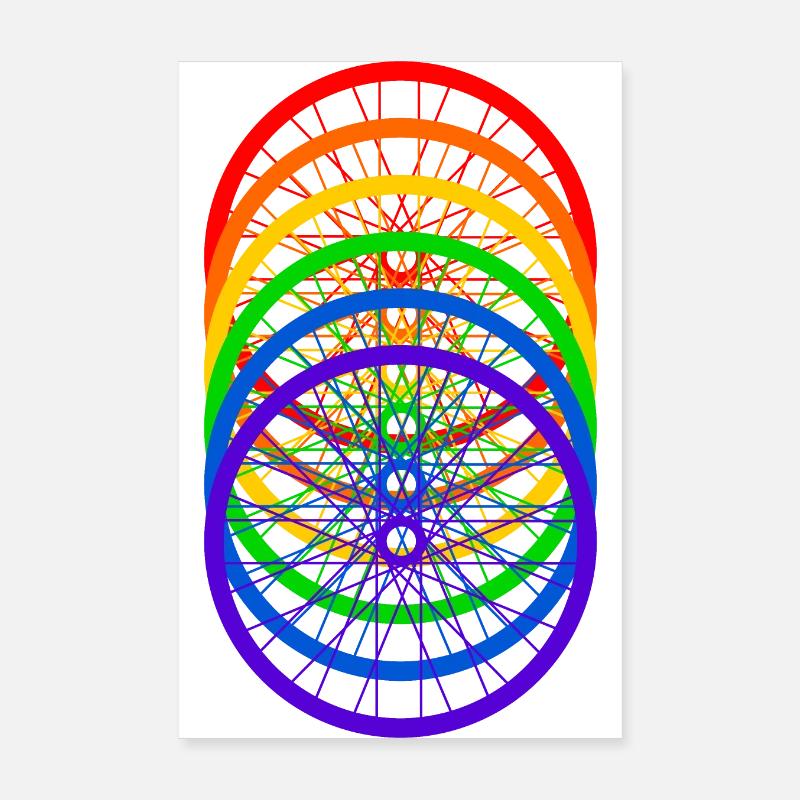 Fahrrad Regenbogen - Poster 20x30 cm - Weiß