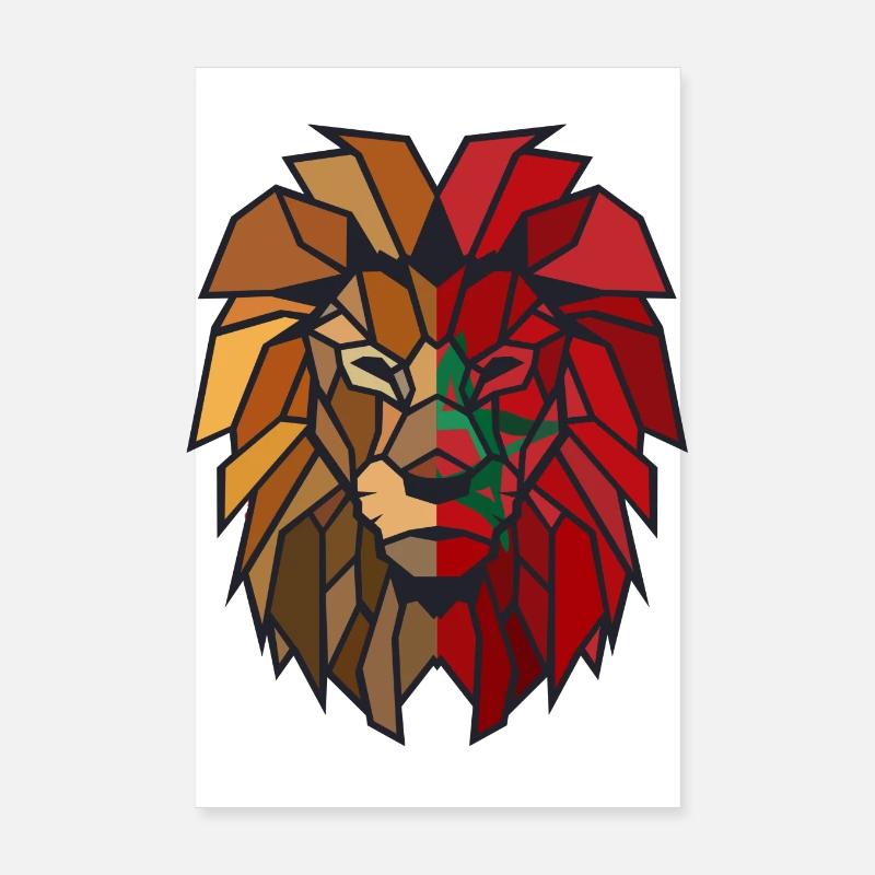 Marokko Löwe Polygon Poster 20x30 cm