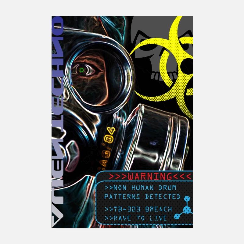 | De la Techno Sombre Alien Techno 303 Rave à vivre - Poster 20 x 30 cm - blanc