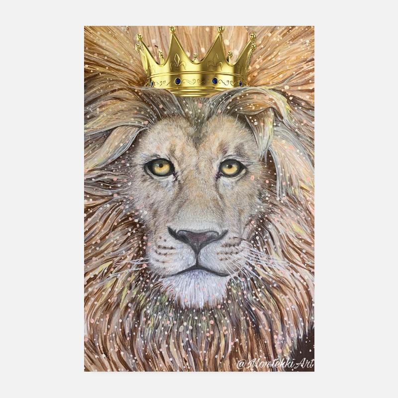 Der König. Löwe mit Krone Poster 20x30 cm