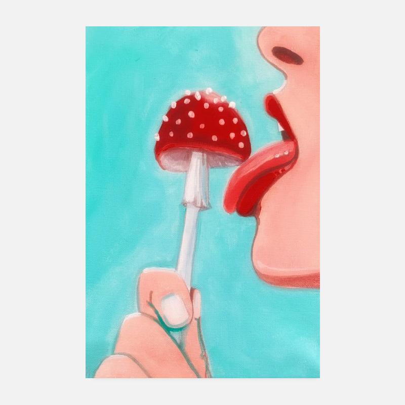 Pop Art aux champignons Poster 20 x 30 cm