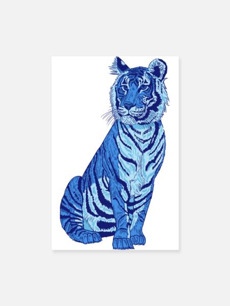 Tiger blau - Poster 20x30 cm - Weiß - Vorne