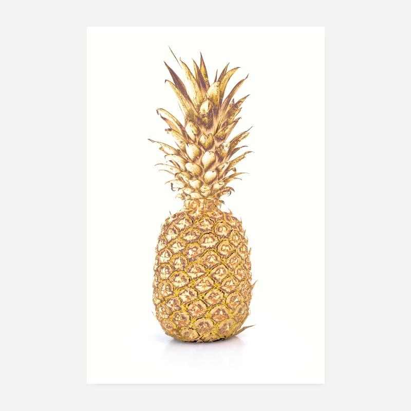 Ananas Gold - Poster 20x30 cm - Weiß