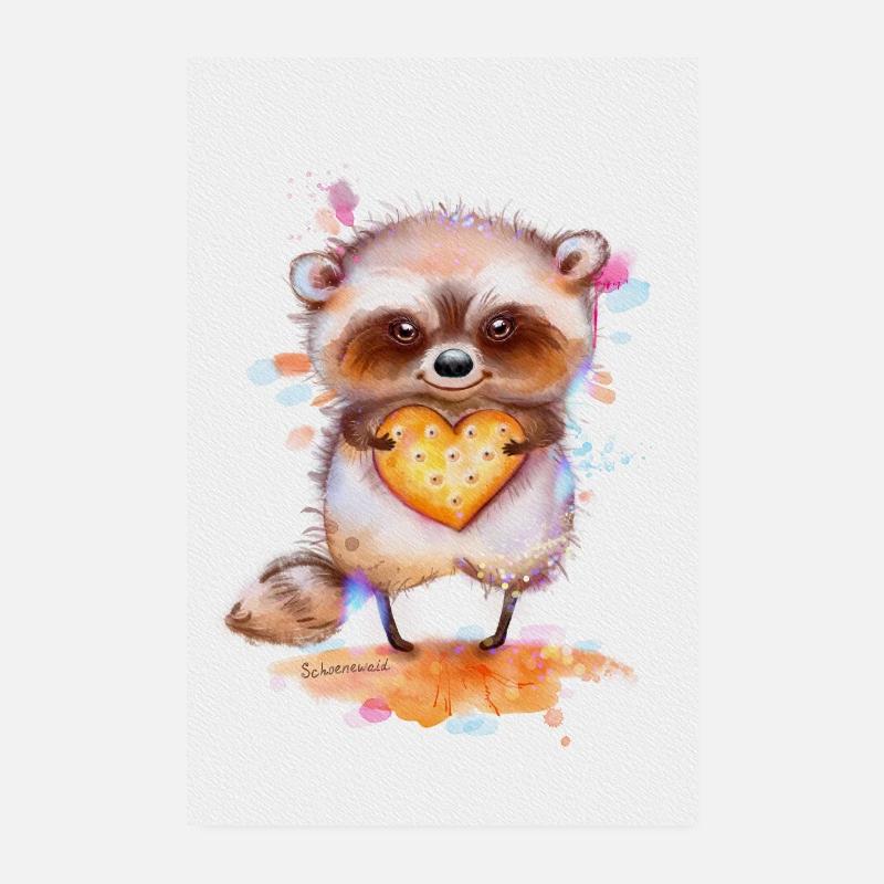 Racoon Nursery Print Poster 8" x 12" (20x30 cm)