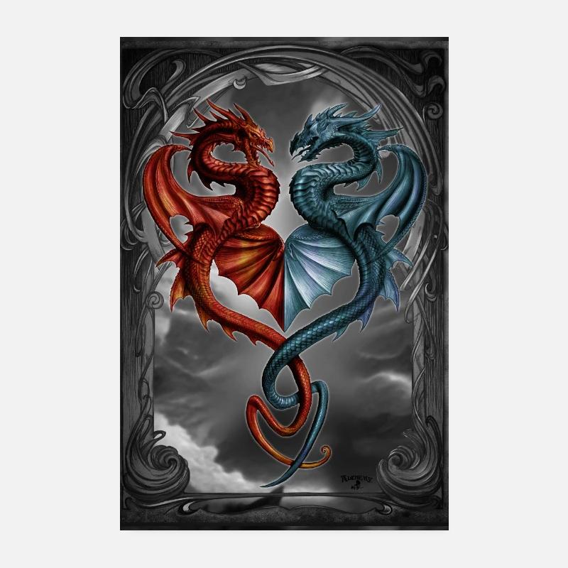 Alchemy England Drache Herz Draconic Tryst - Poster 20x30 cm - Weiß