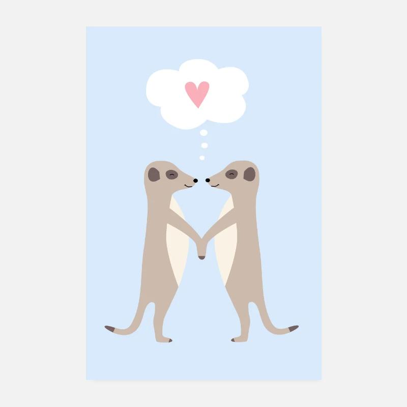Affiche en amour suricates chambre d’enfants Poster 20 x 30 cm
