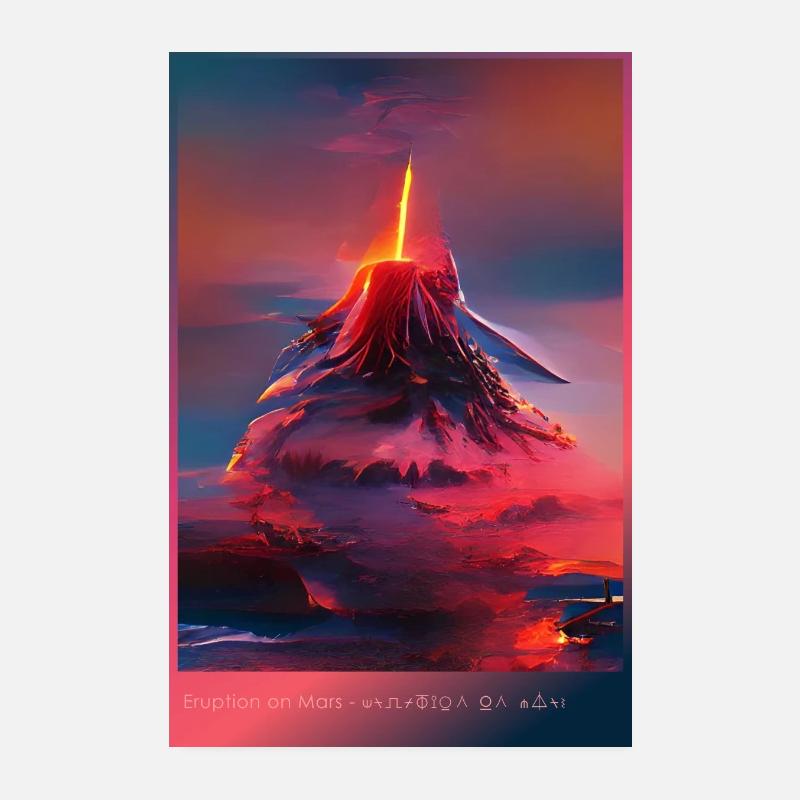 Éruption sur Mars - ⟒⍀⎍⌿⏁⟟⍜ Poster 20 x 30 cm