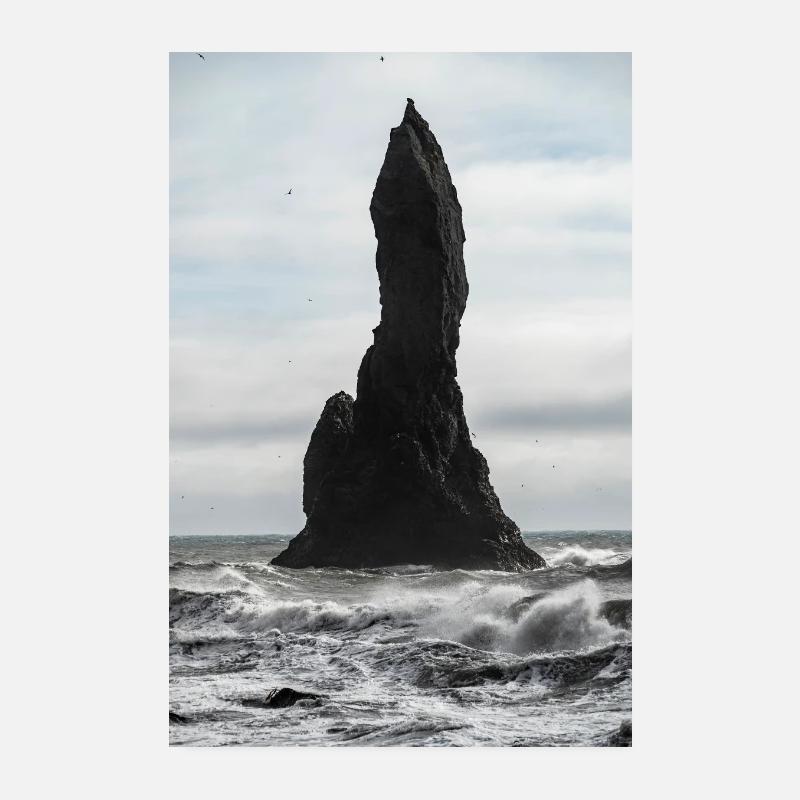 Reynisdrangar Rocks, près de Vik, Islande - Poster 20 x 30 cm - blanc
