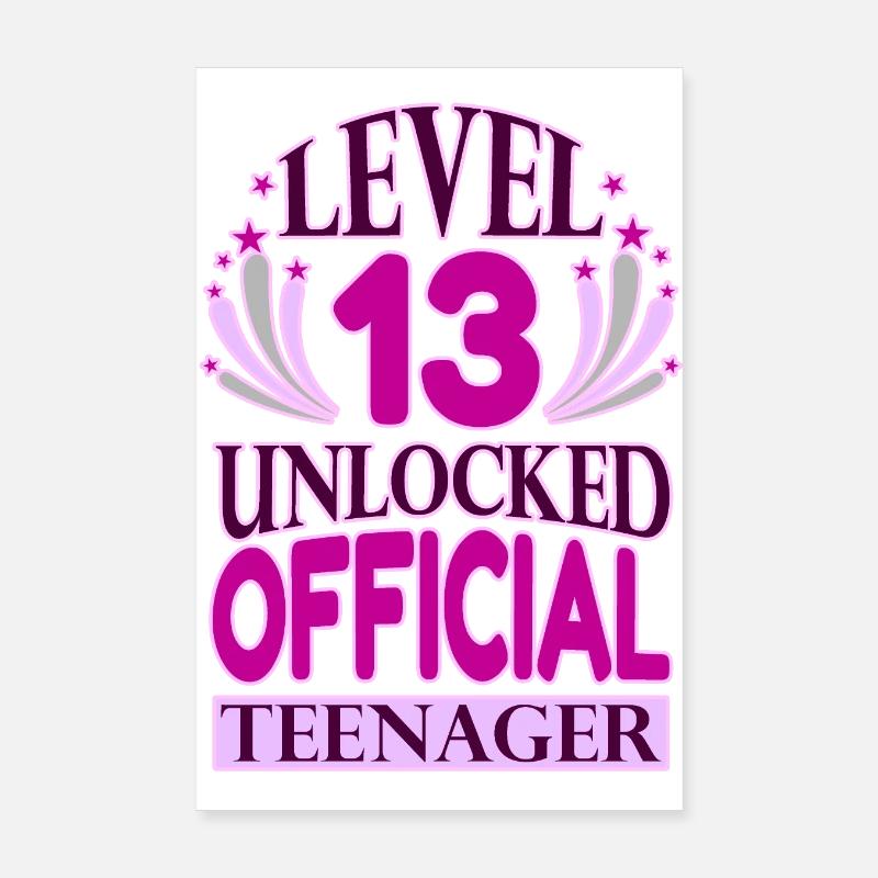 Adolescente anniversaire niveau 13 débloqué Poster 20 x 30 cm